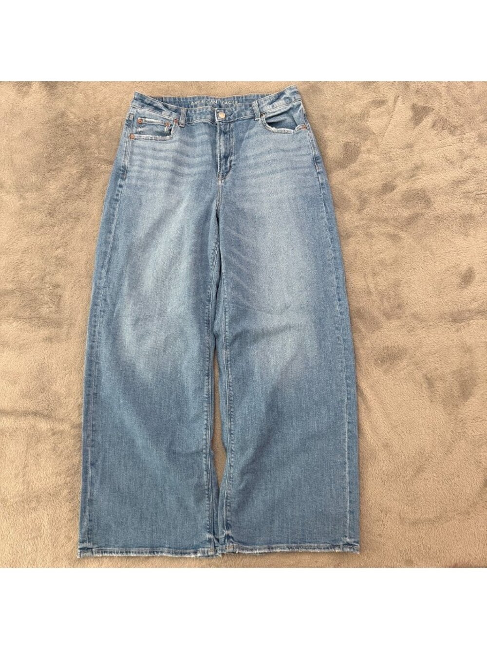 American Eagle Super High Rise Baggy Wide Leg Jeans Womens size 10 Regular